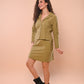 Green Ribbed Short Jacket & Straight Skirt