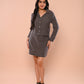 Grey Ribbed Short Jacket & Short Skirt Set