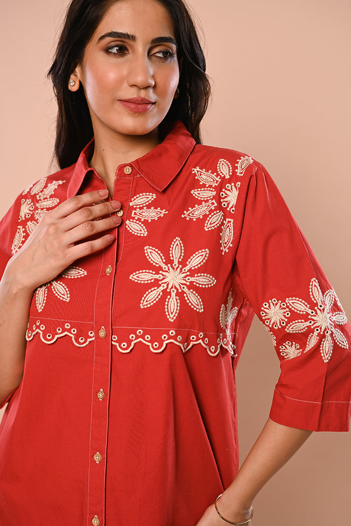 Red Floral Top
