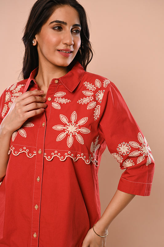 Red Floral Top