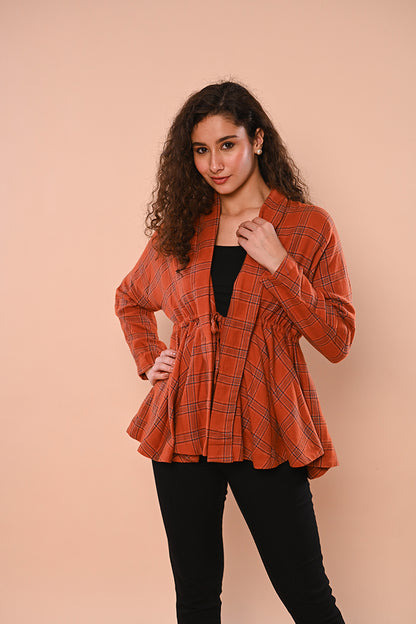 Orange Check Short Jacket