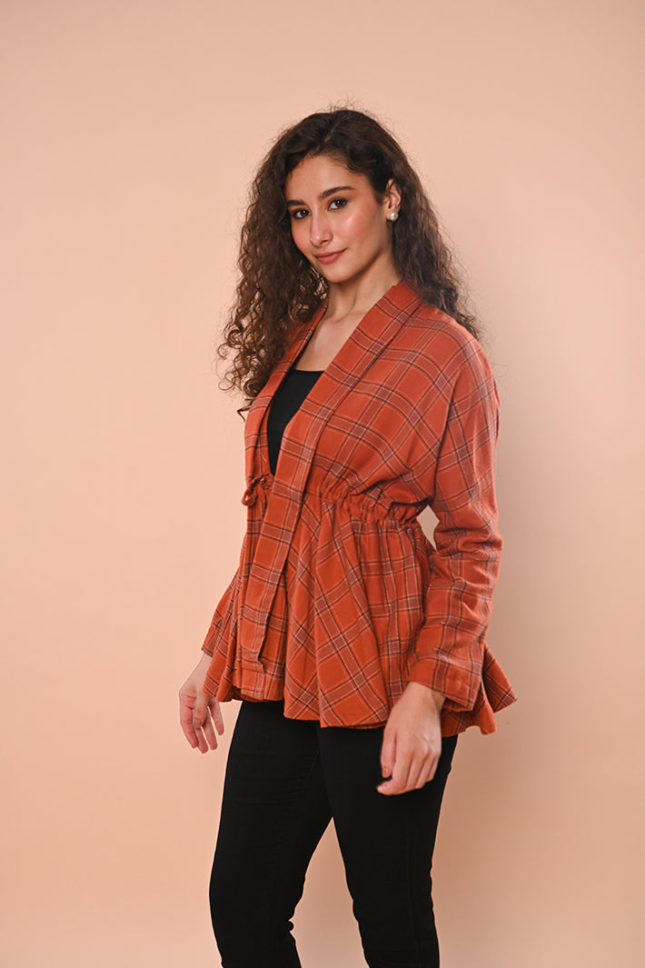 Orange Check Short Jacket