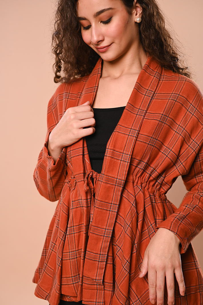 Orange Check Short Jacket