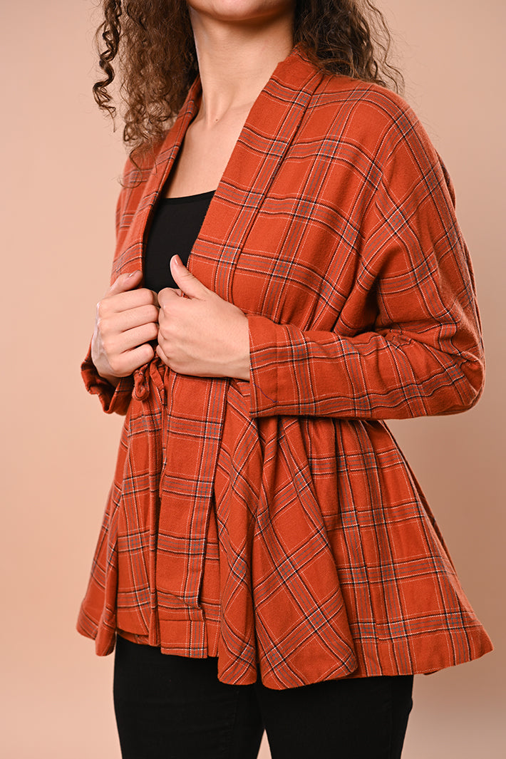Orange Check Short Jacket