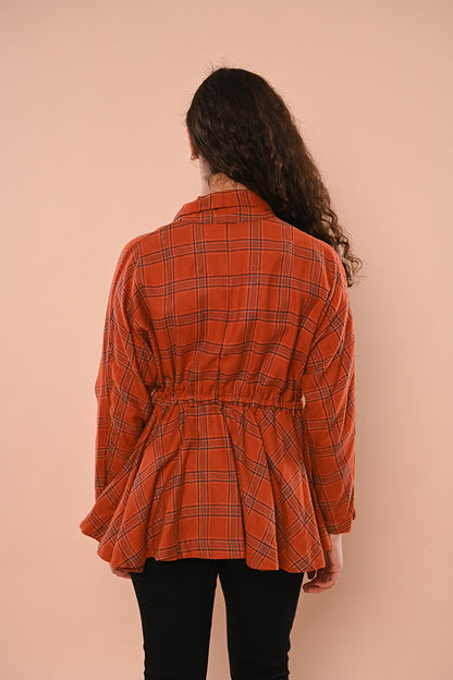 Orange Check Short Jacket