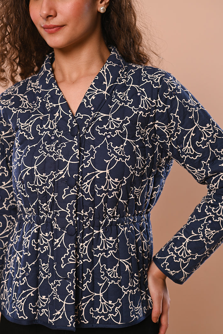 Navy Blue Quilted Jacket