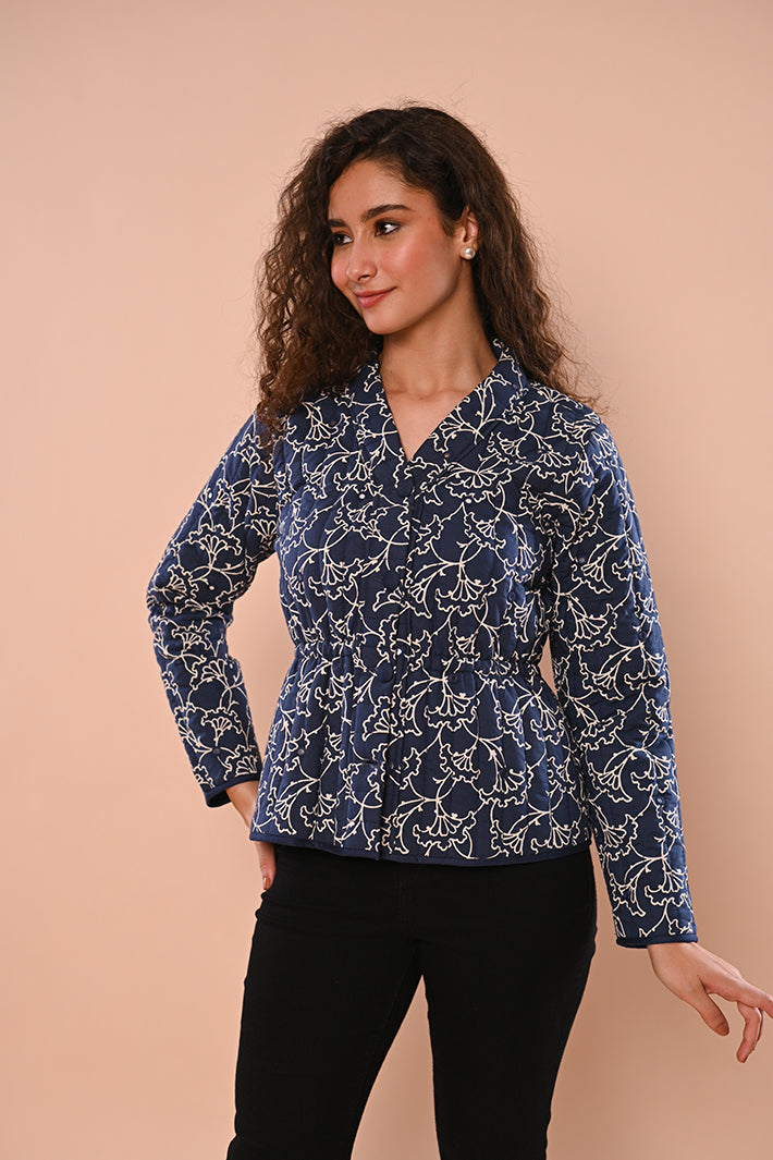 Navy Blue Quilted Jacket