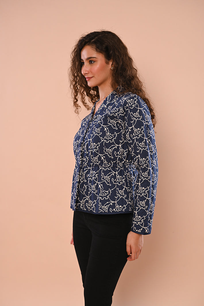 Navy Blue Quilted Jacket