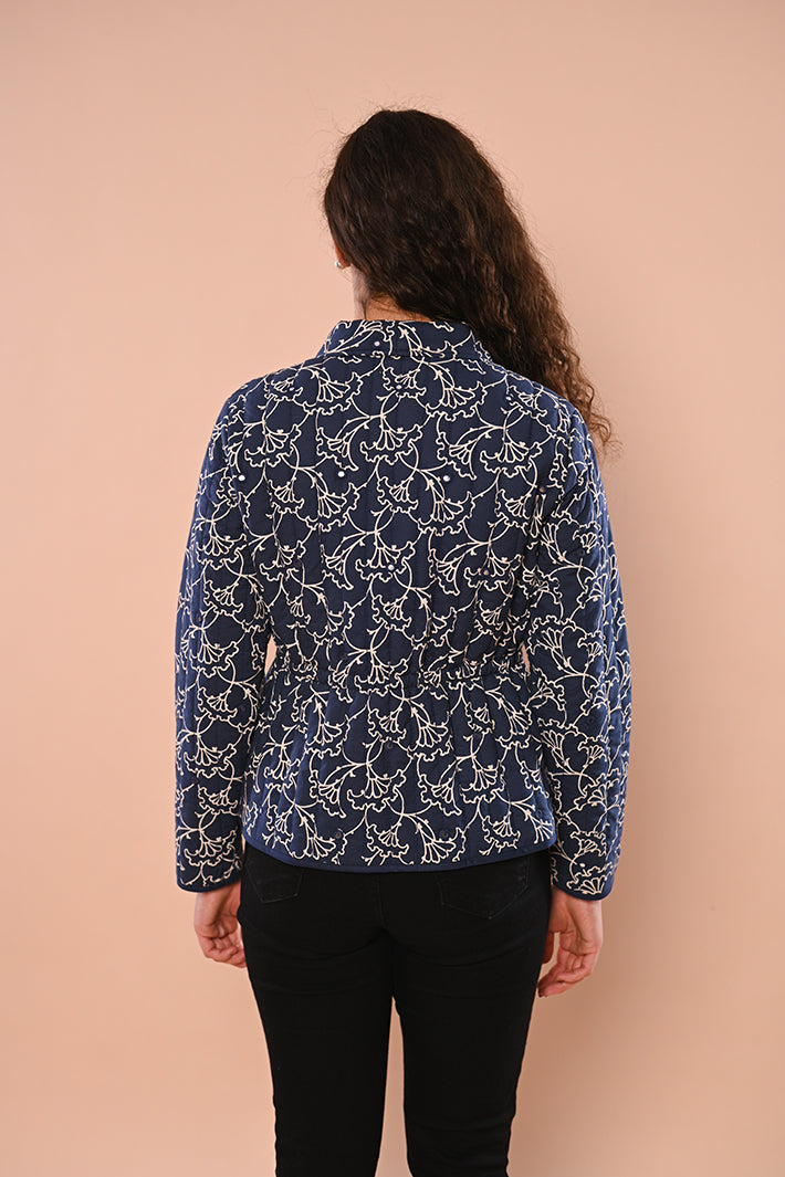Navy Blue Quilted Jacket