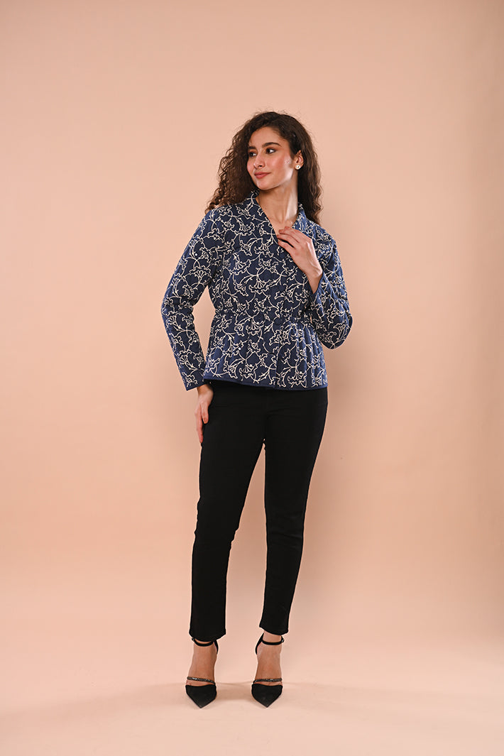 Navy Blue Quilted Jacket