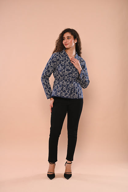 Navy Blue Quilted Jacket