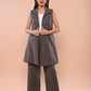 Grey Ribbed Long Waistcoat & Pant Set