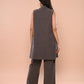 Grey Ribbed Long Waistcoat & Pant Set
