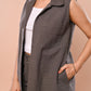 Grey Ribbed Long Waistcoat & Pant Set