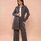 Grey Ribbed Long Jacket & Pants Set