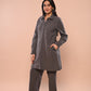 Grey Ribbed Long Jacket & Pants Set