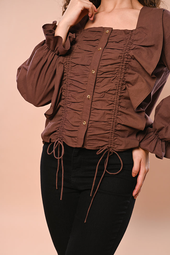 Brown Ruffle Top – Mistress Of Circles