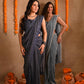 Denim Mirrorwork Saree