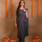 Denim Mirrorwork Saree