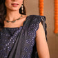 Denim Mirrorwork Saree