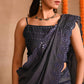 Denim Mirrorwork Saree