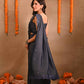 Denim Mirrorwork Saree