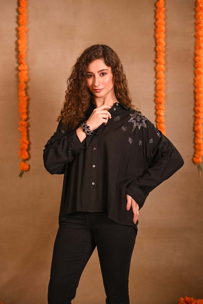 Black Top with Gold Stars