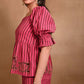Pink Striped Set with Peplum Top & Pants