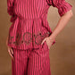 Pink Striped Set with Peplum Top & Pants