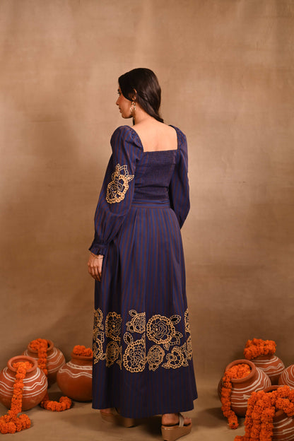 Navy Blue & Brown Striped Set