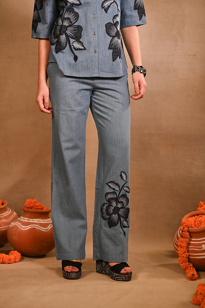 BIG FLOWER DENIM SET