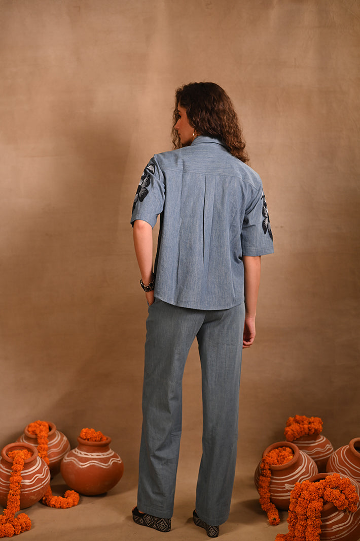 BIG FLOWER DENIM SET