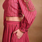 Pink Striped Set with Top & Skirt