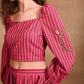 Pink Striped Set with Top & Skirt