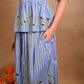 Light Blue Stripe Set with Peplum Top & Skirt