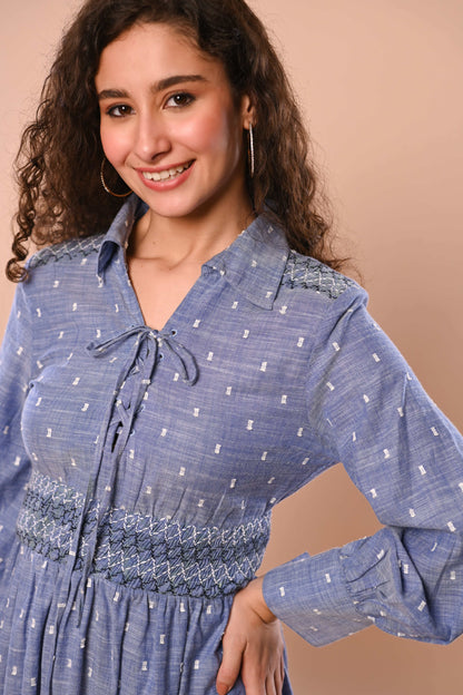 Blue Dobbi Dress