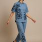 BIG FLOWER DENIM SET