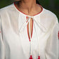 White & Red Top with Mandala embroidery