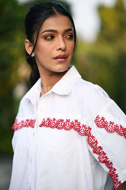 White Red Lace Glory Top