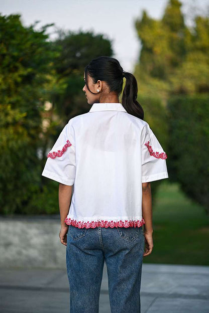 White Red Lace Glory Top