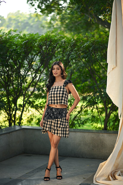 Black Check and Print Set