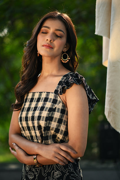 Black Check and Print Set