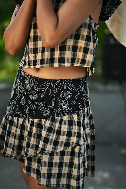 Black Check and Print Set