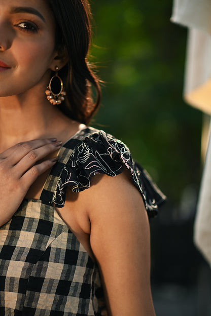 Black Check and Print Set