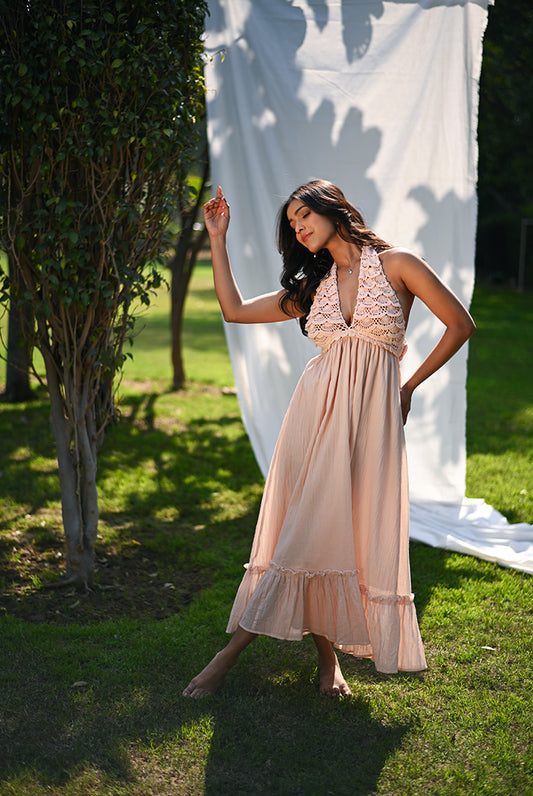 Peach Crochet Dress