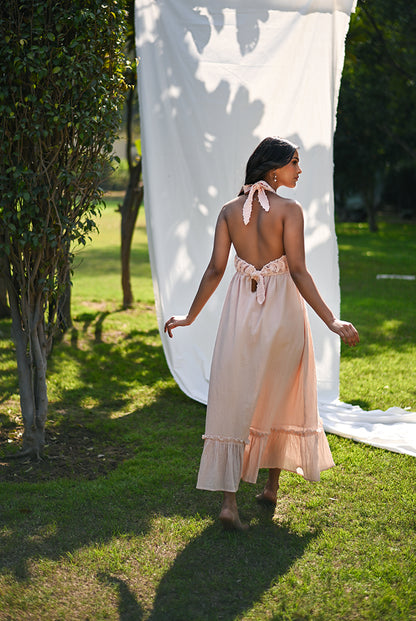 Peach Crochet Dress