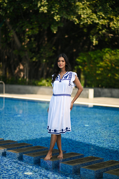White & Blue Calm Dress