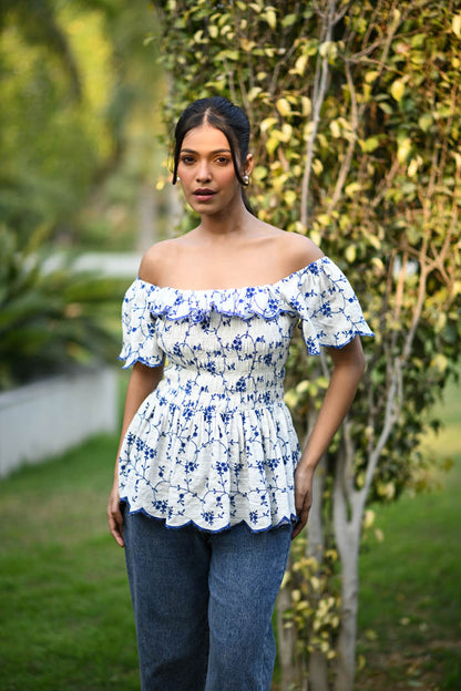 Blue Flower Blouse