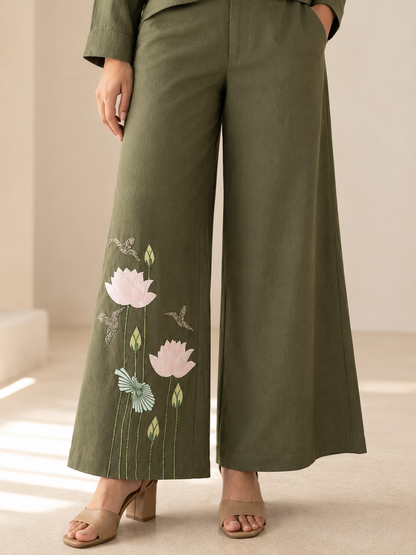 Olive Applique Lotus Set