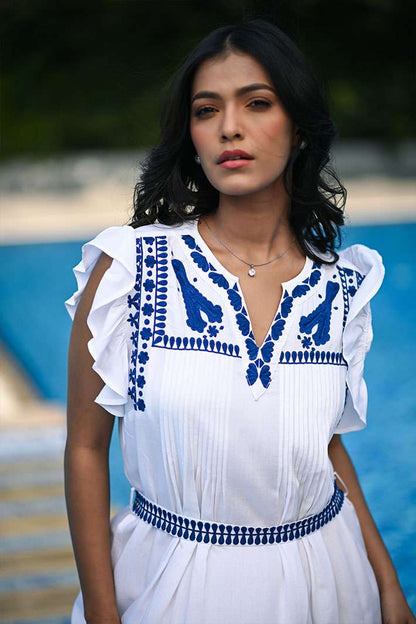 White & Blue Calm Dress